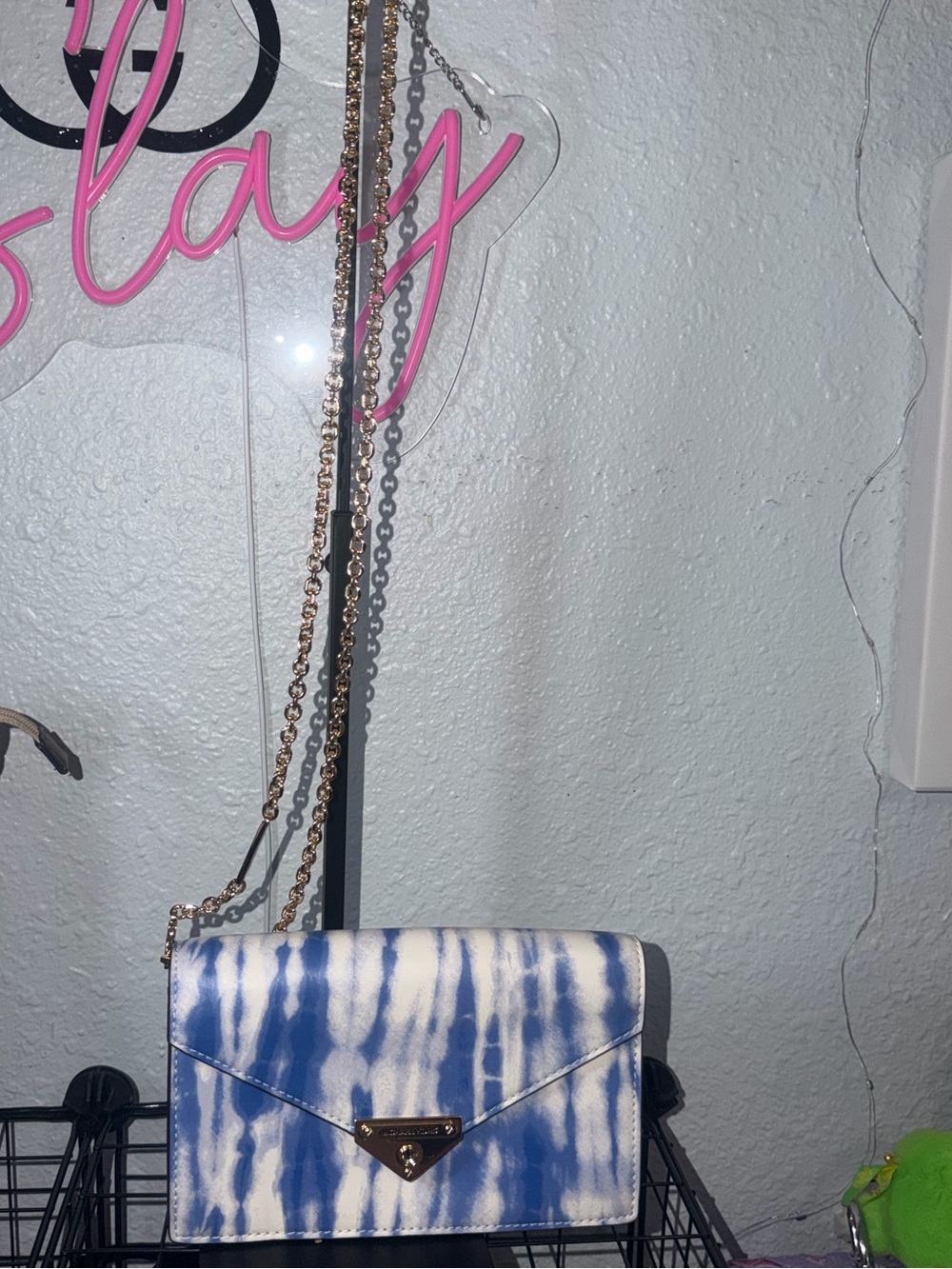Michael Kors Envelope Clutch Crossbody – Blue & White Tie-Dye